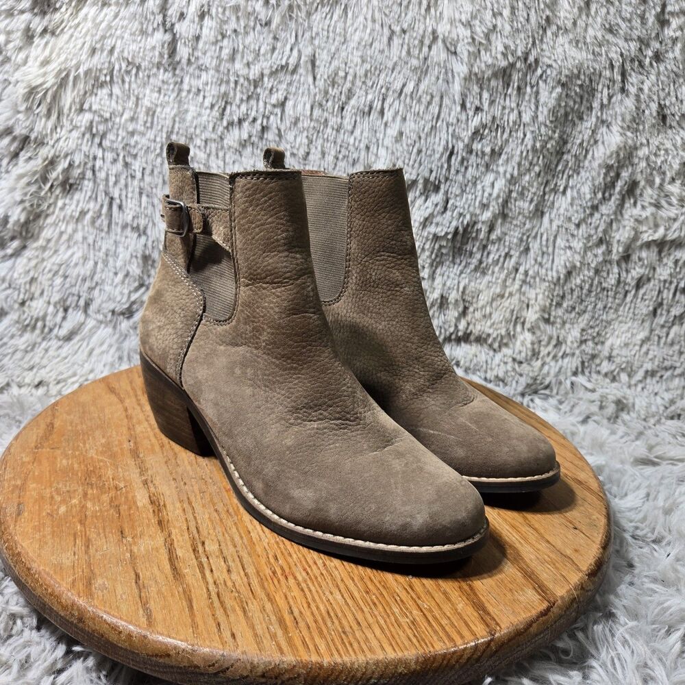 Lucky Brand Khoraa Nubuck Leather Boots Brindle Taupe Womens Sz 7/EU 37 Ankle